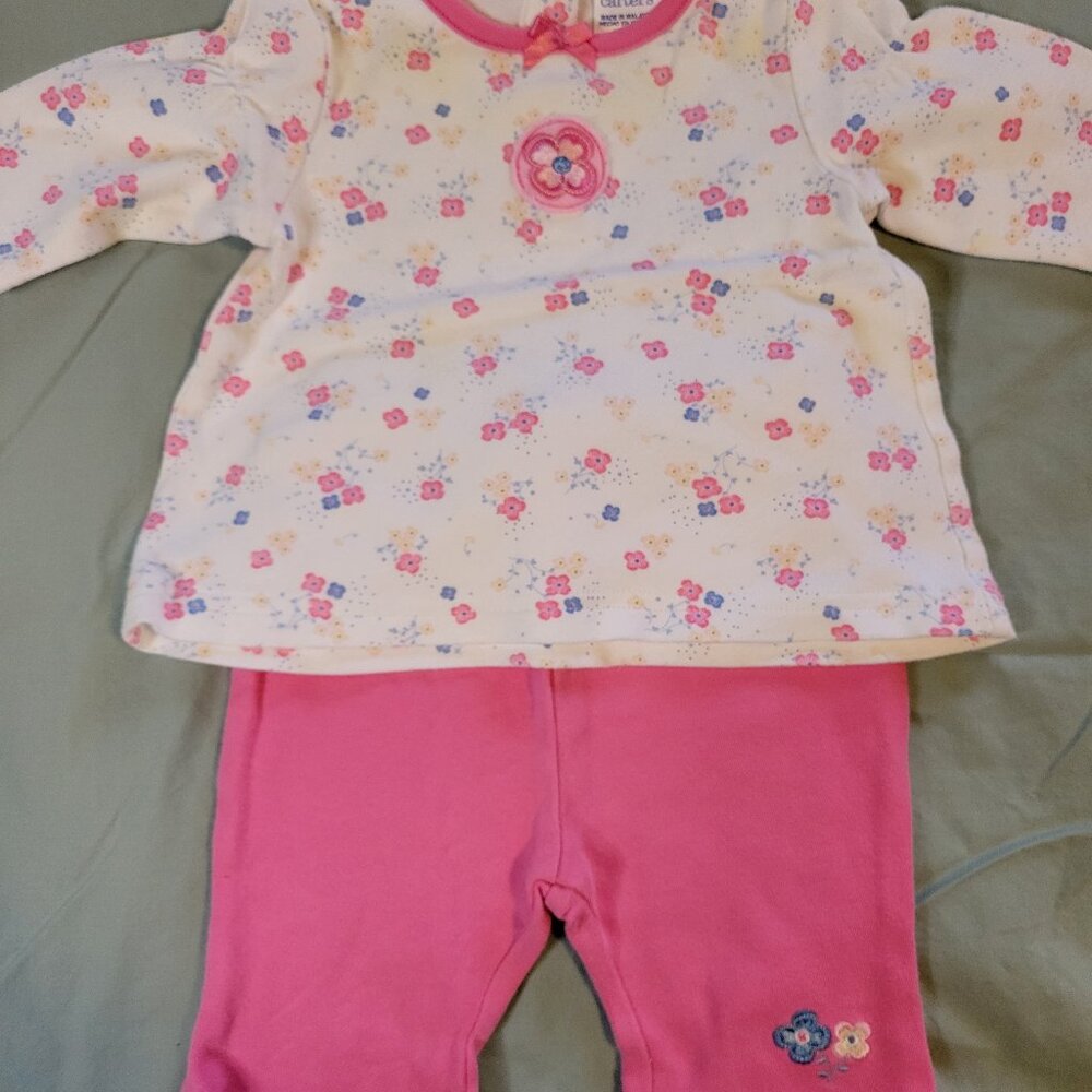 Child of Mine Carter's long sleeved floral shirt with pink embroidered pants